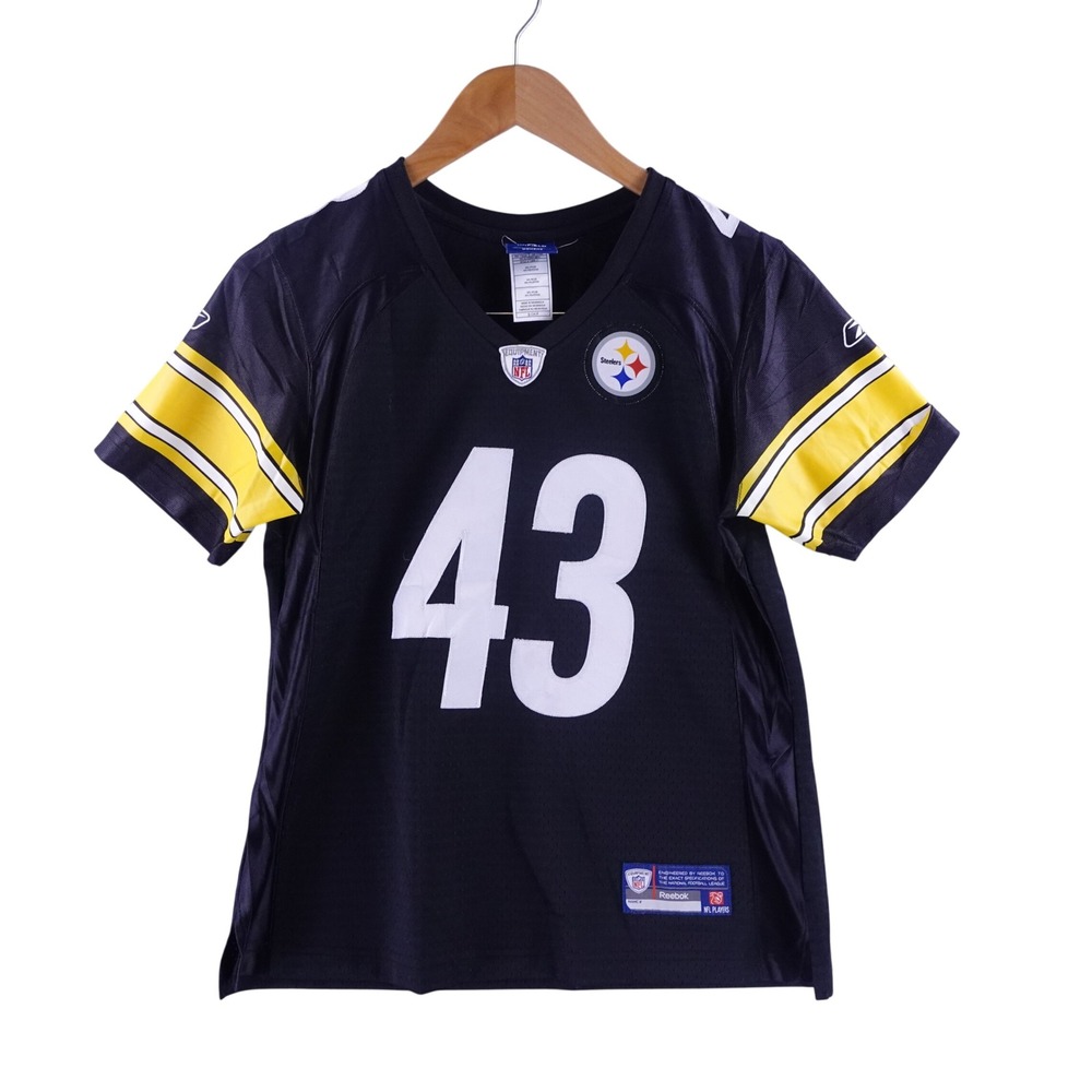 Reebok NFL Womens Small Pittsburgh Steelers Troy Polamalu 43 Jersey Black Mesh